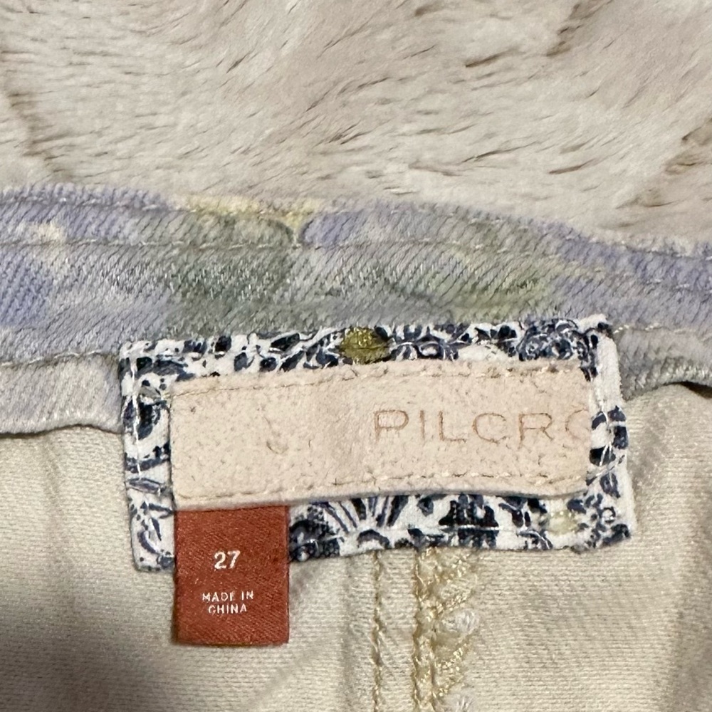 Pilcro by Anthropologie Waterolor Denim Overalls Frayed Hem Shortalls - Picture 8 of 9